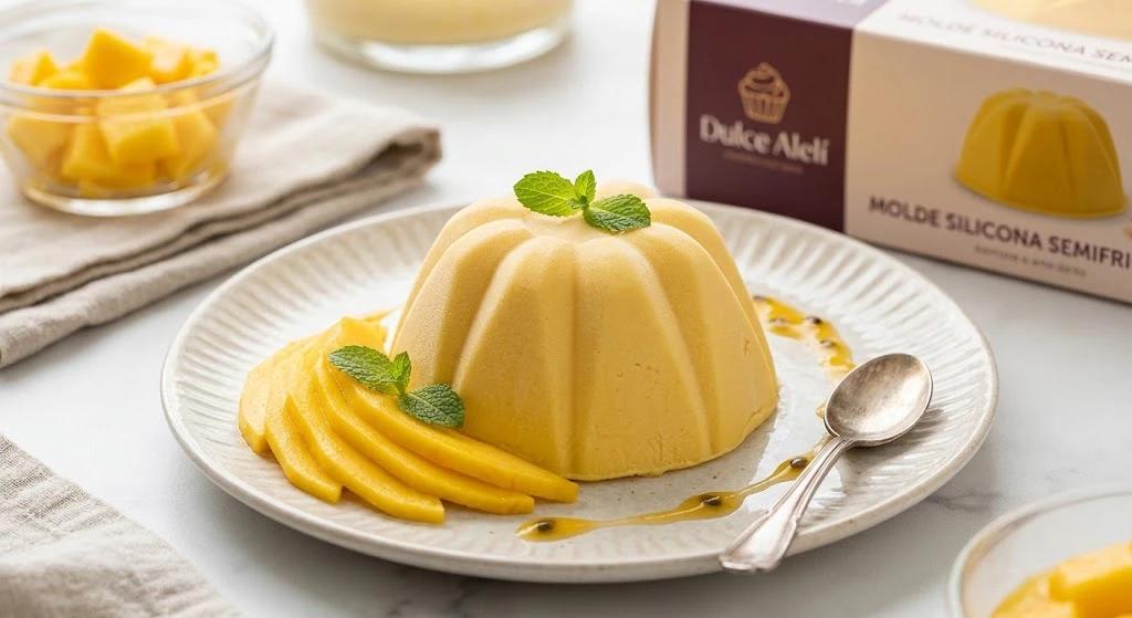 Receta de semifrío de mango elaborado en molde de silicona