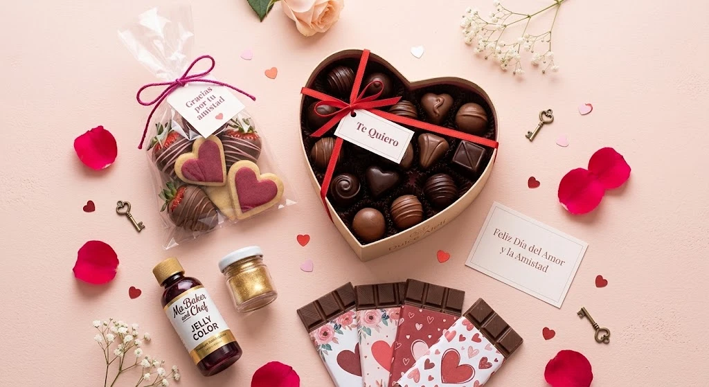 Regalos de Amor y Amistad con chocolate en caja elegante